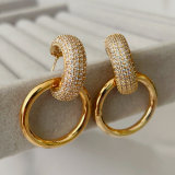 Pave circle pendant earrings