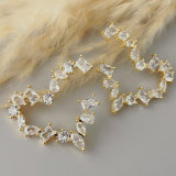 Pave zircon heart earrings