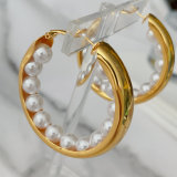 Big chunky pearl hoop