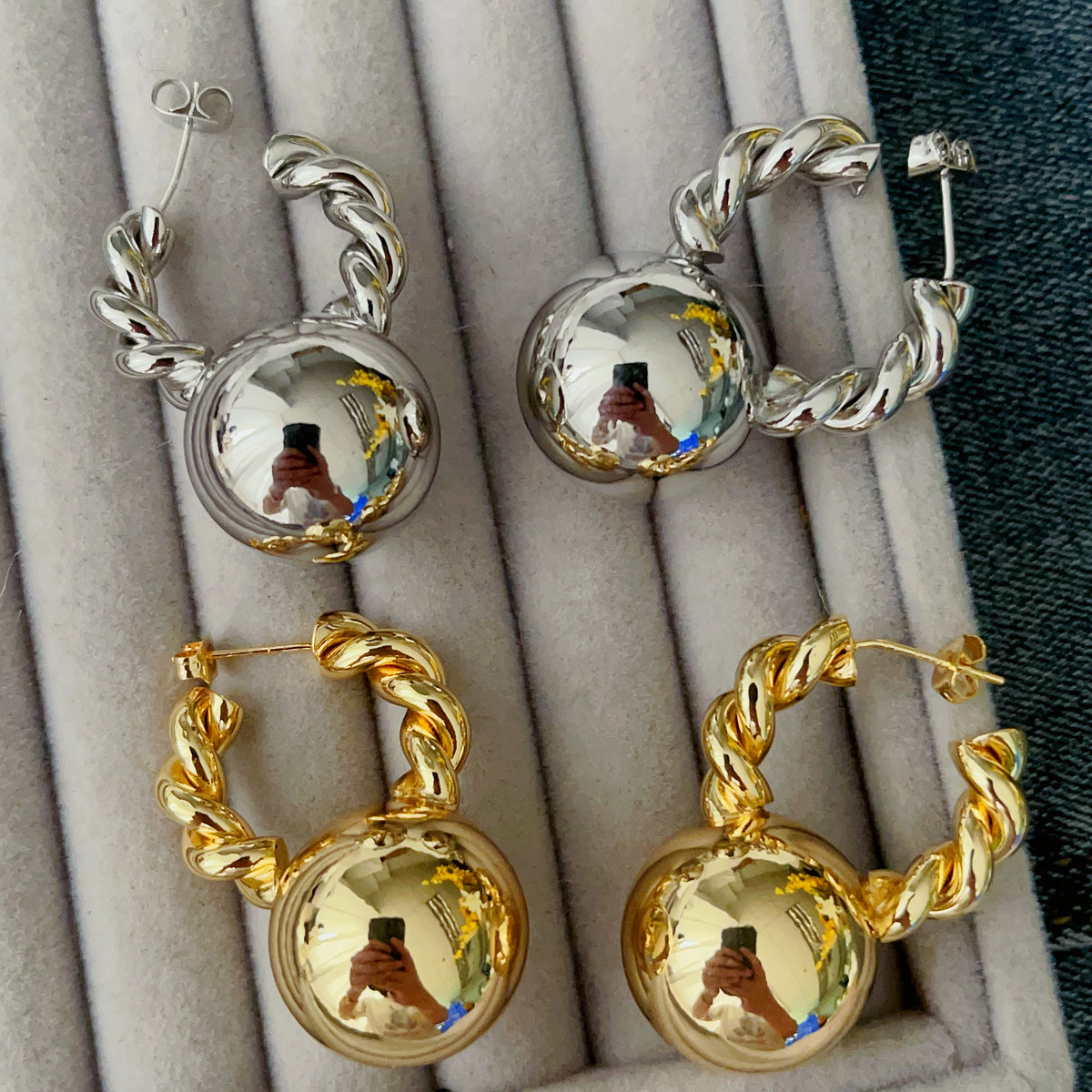 Big chunky ball drop earrings