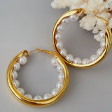 Big chunky pearl hoop