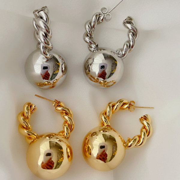 Big chunky ball drop earrings