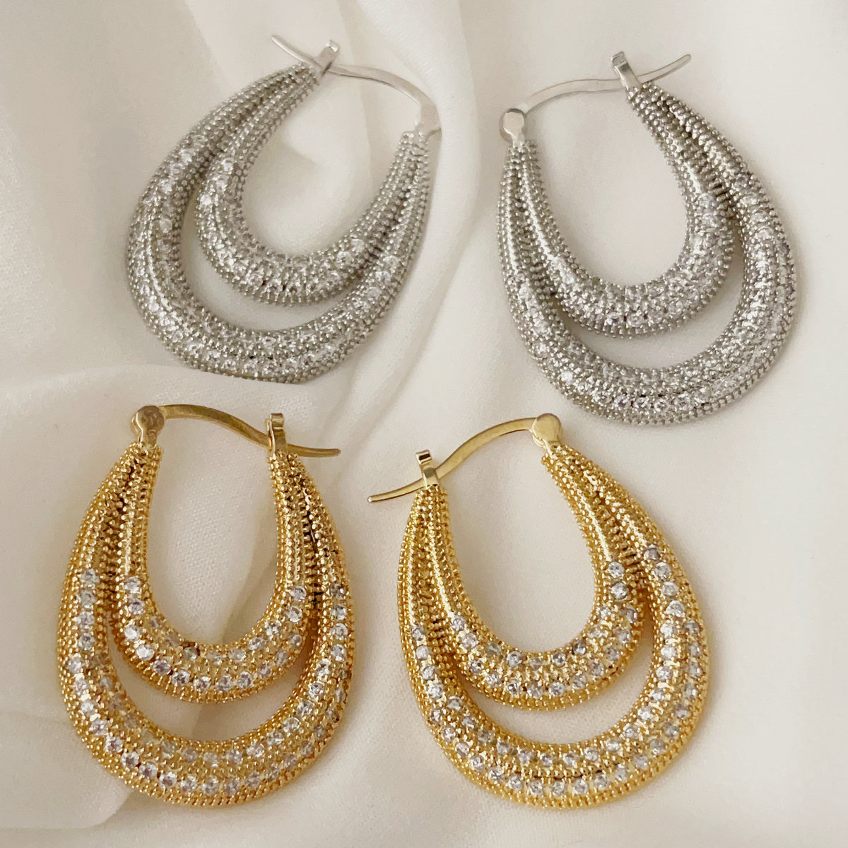 Double pave zircon hoops