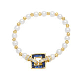 Glass pearl bead elstic bracelets