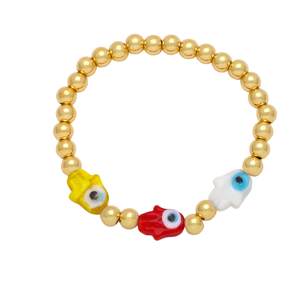 Glass evil eye elastic bead bracelets