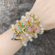 Glass pearl bead elstic bracelets with pave heart connector