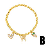Gold bead elstic bracelets with mix charm