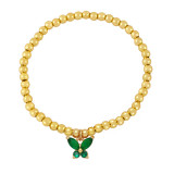 Gold bead elstic bracelets with butterfly charm