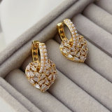 Pave heart drop pearl earrings