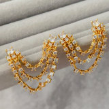 Pave zircon chain earrings