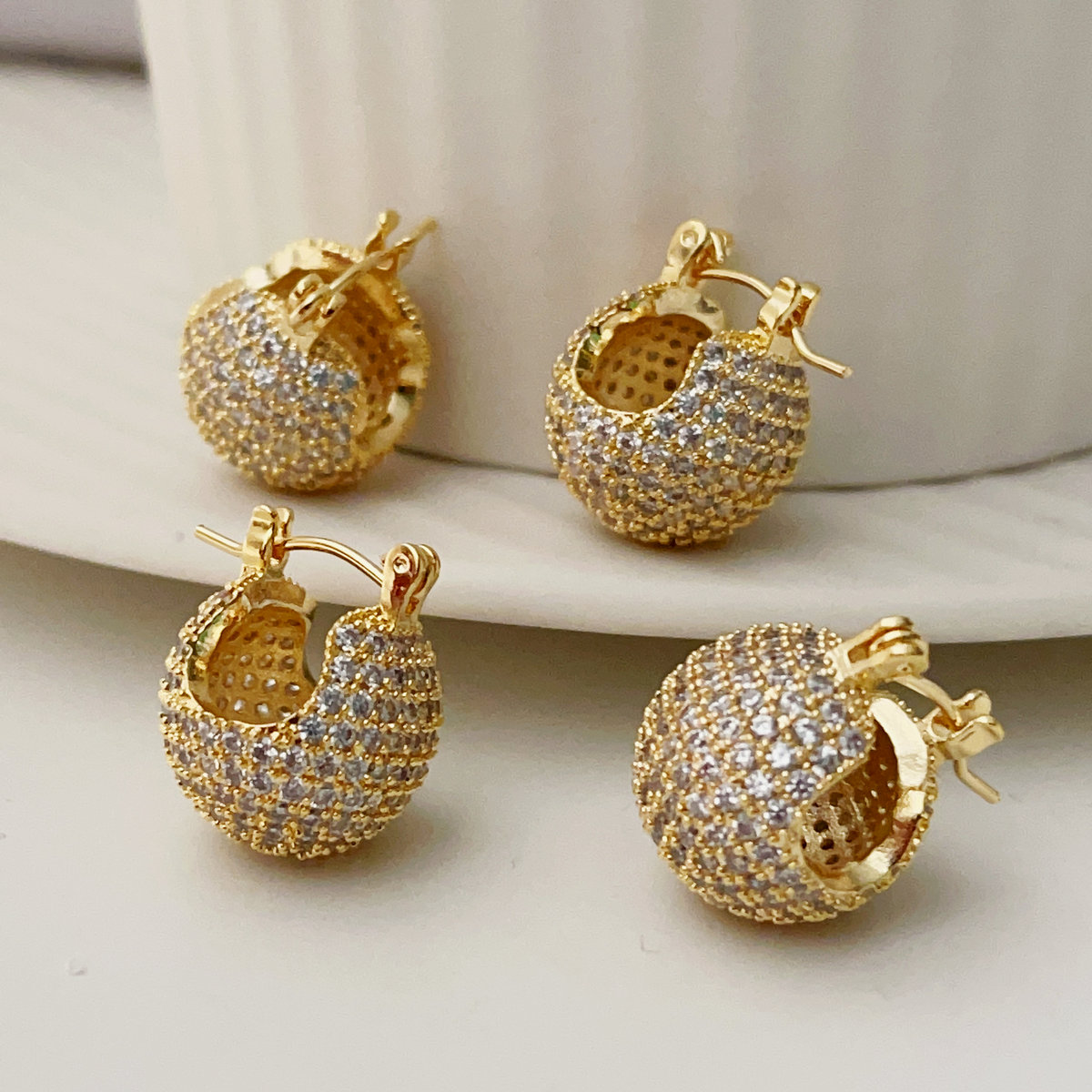 Smalll pave ball earrings