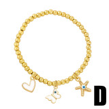 Gold bead elstic bracelets with mix charm