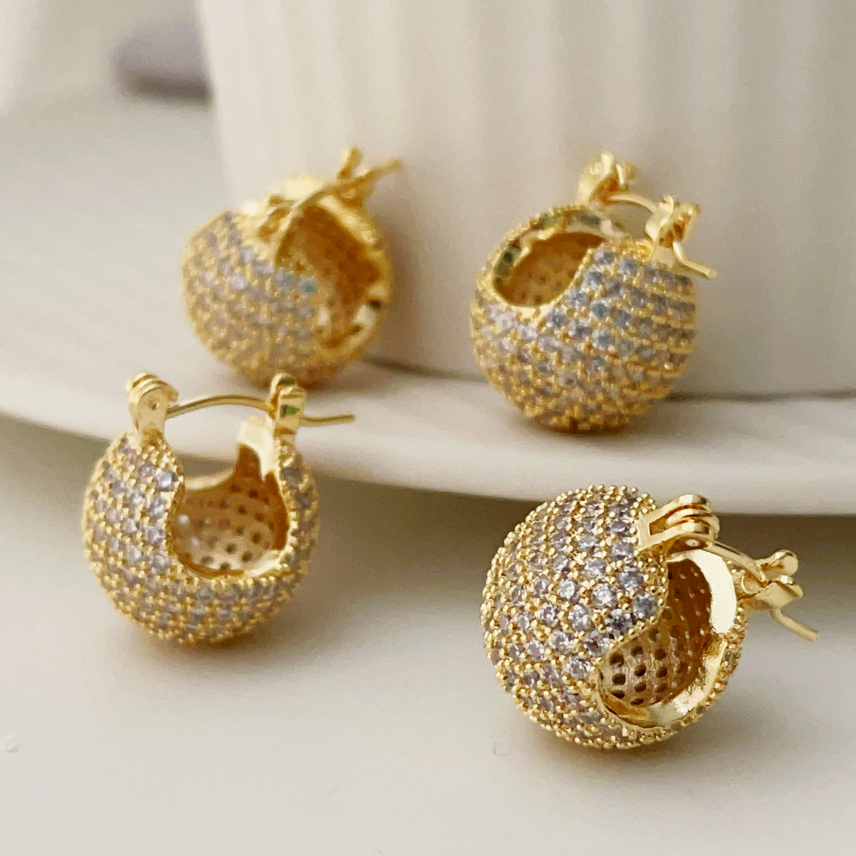 Smalll pave ball earrings