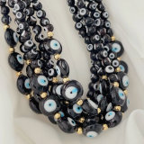Black evil eye glass necklace