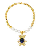 Glass pearl bead bracelets with teddy bear pendant