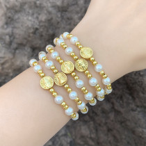 Glass pearl bead elstic fe bracelets