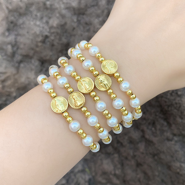 Glass pearl bead elstic fe bracelets