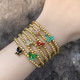 Gold bead elstic bracelets with butterfly charm
