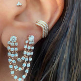 Pave zircon chain earrings