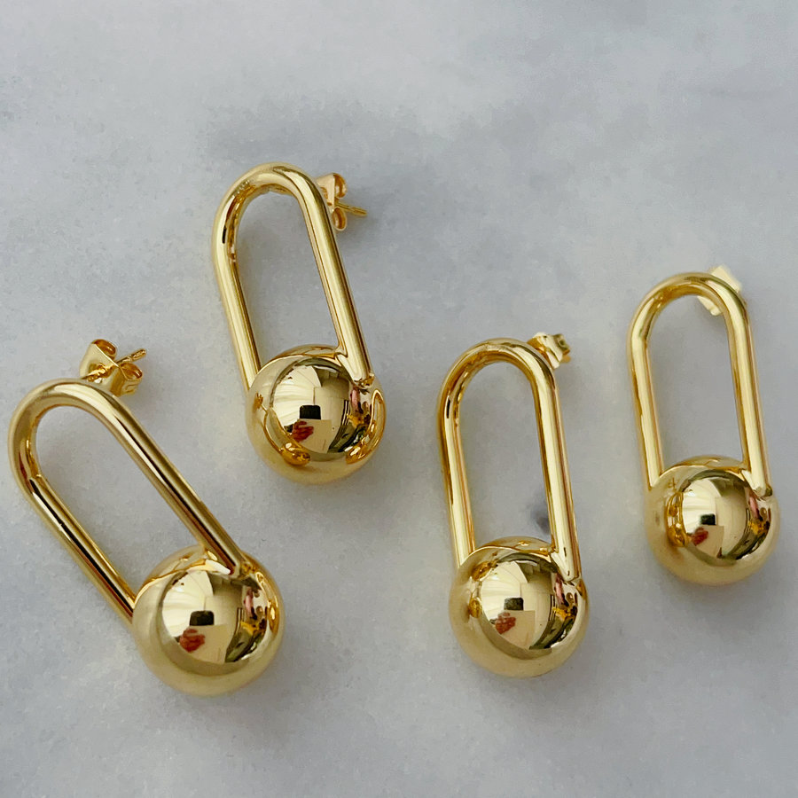 Ball drop pin earrings
