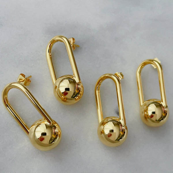 Ball drop pin earrings