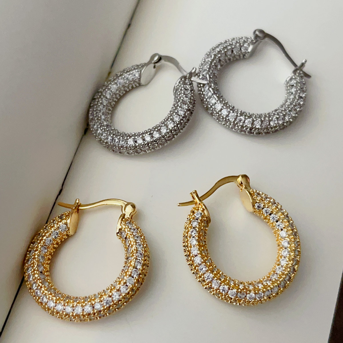 Full pave zircon hoops
