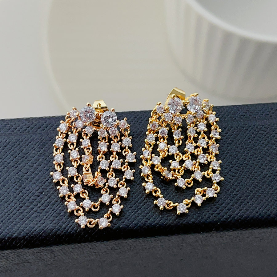 Fashon pave zircon chain earrings