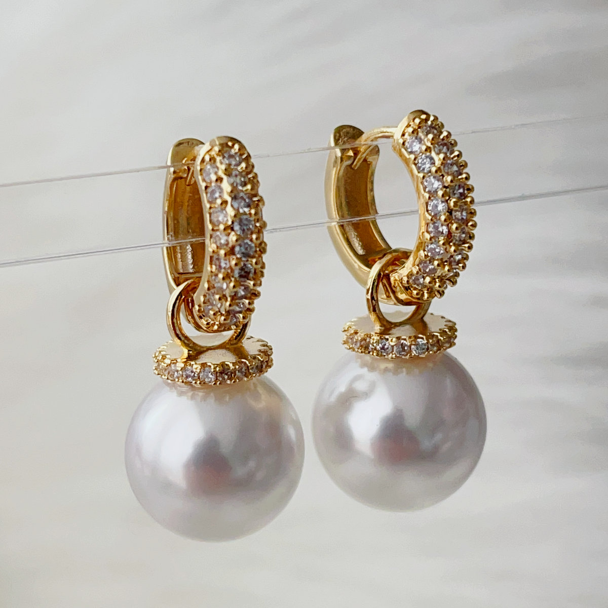 Big pearl drop earrings