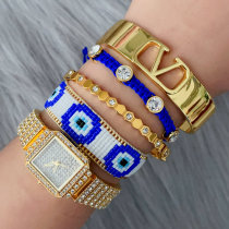 Blue miyuki eye stack bracelet
