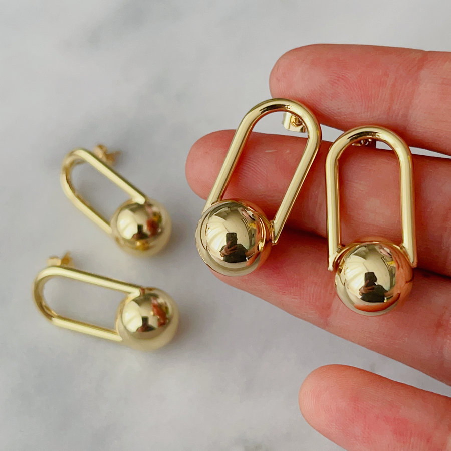 Ball drop pin earrings