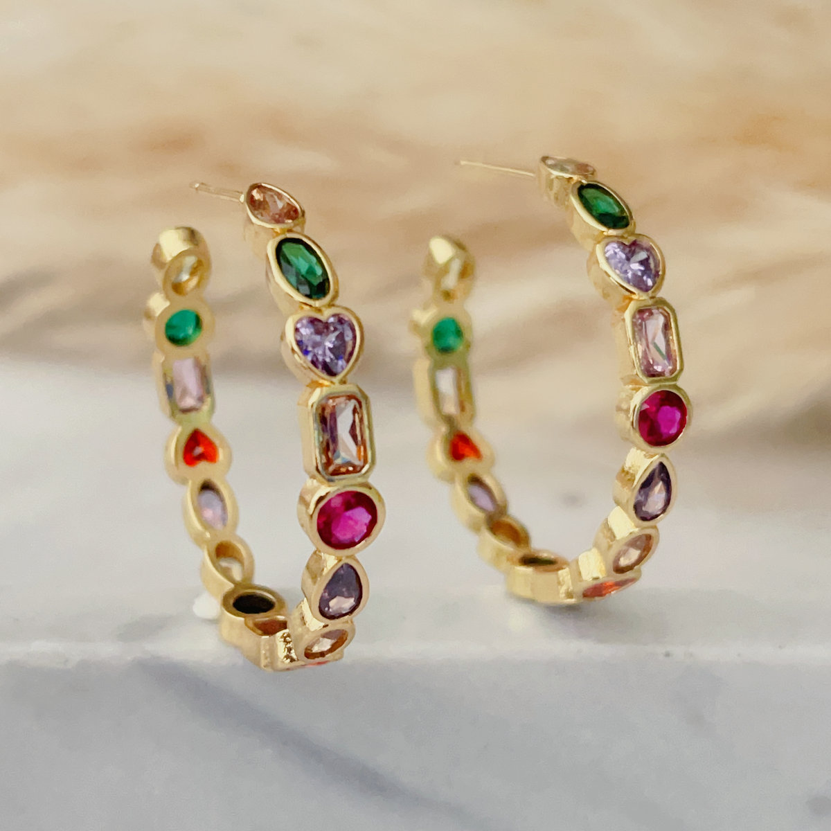 Colorful zircon hoops