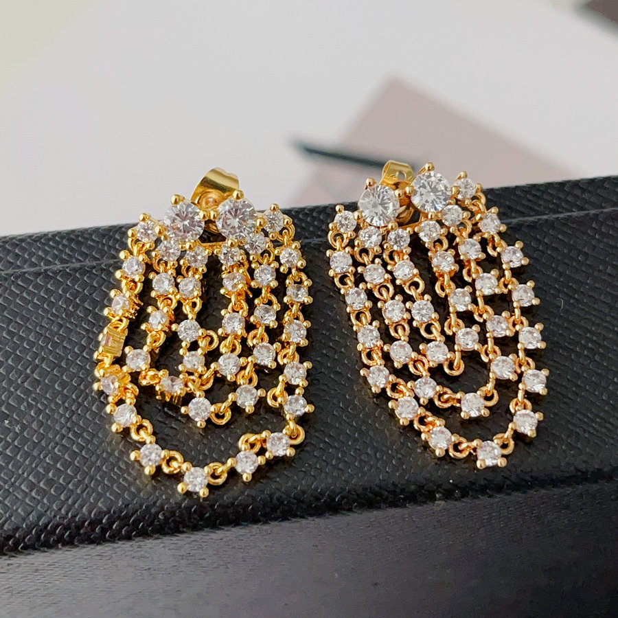 Fashon pave zircon chain earrings