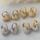 Pave heart drop earrings