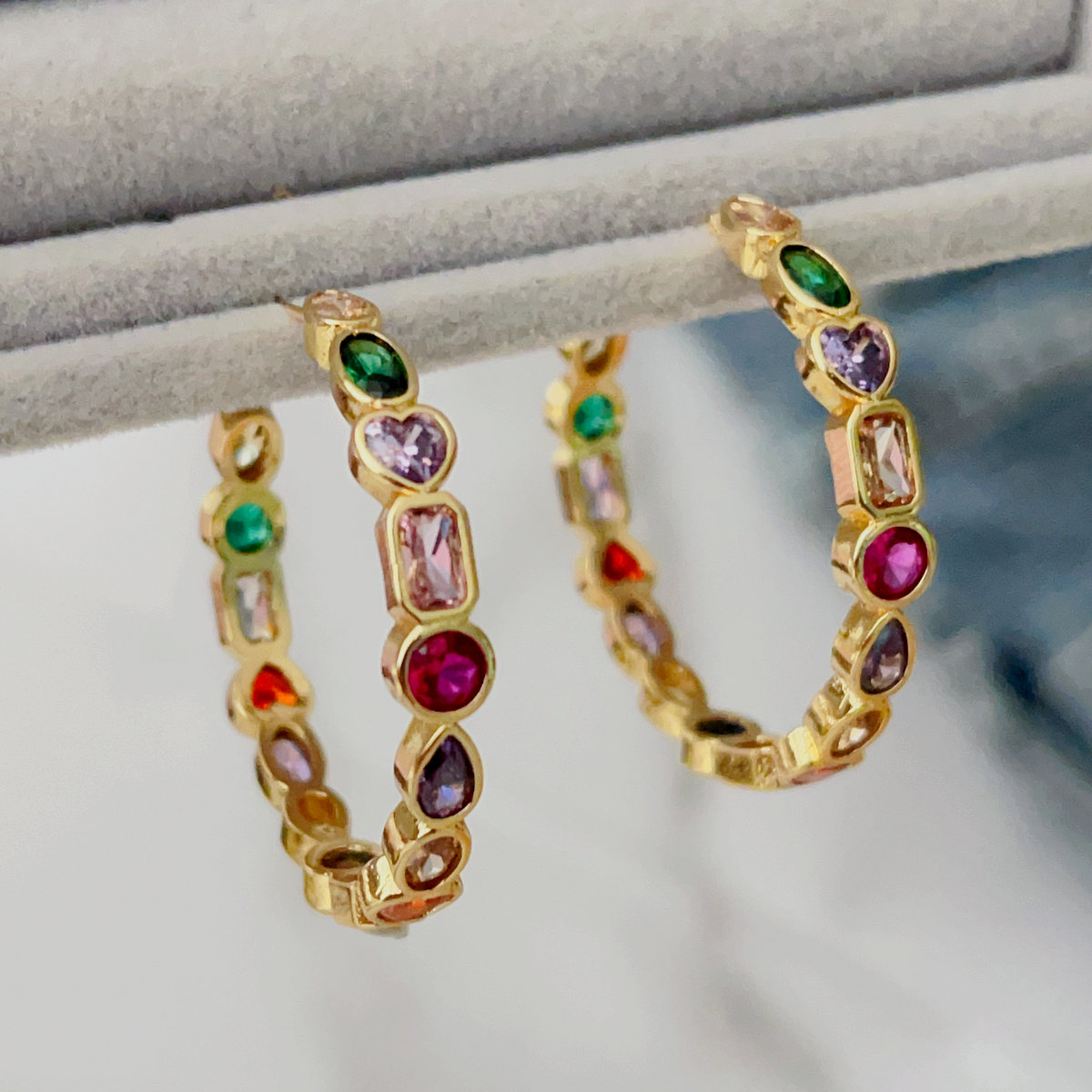 Colorful zircon hoops