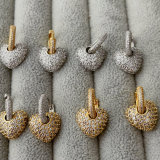 Pave heart drop earrings