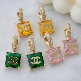 Square stone drop earrings