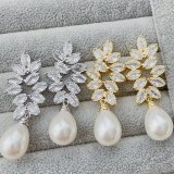Pave leaf earrings