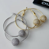 Pave zircon ball hoop earrings