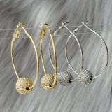 Pave zircon ball hoop earrings