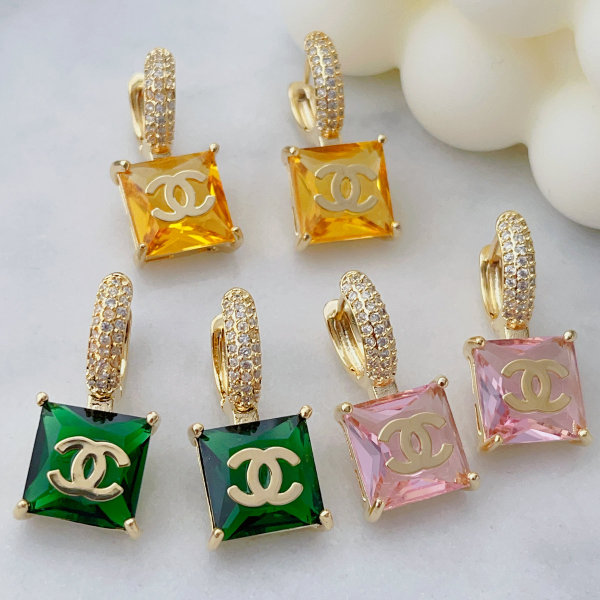 Square stone drop earrings