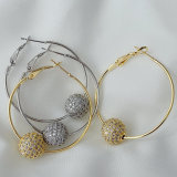 Pave zircon ball hoop earrings