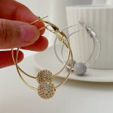 Pave zircon ball hoop earrings