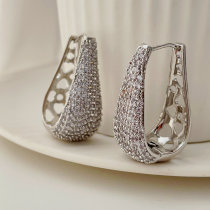 Silver zircon hoops