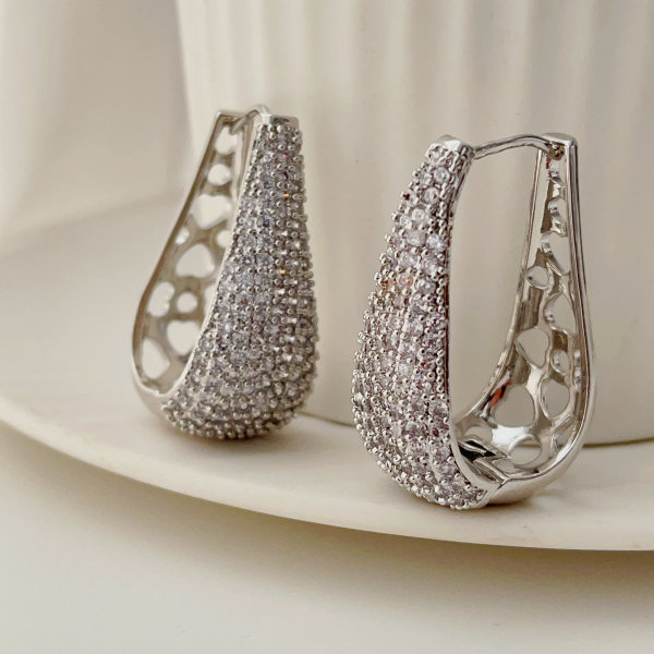Silver zircon hoops