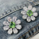 Green big zircon flower earrings