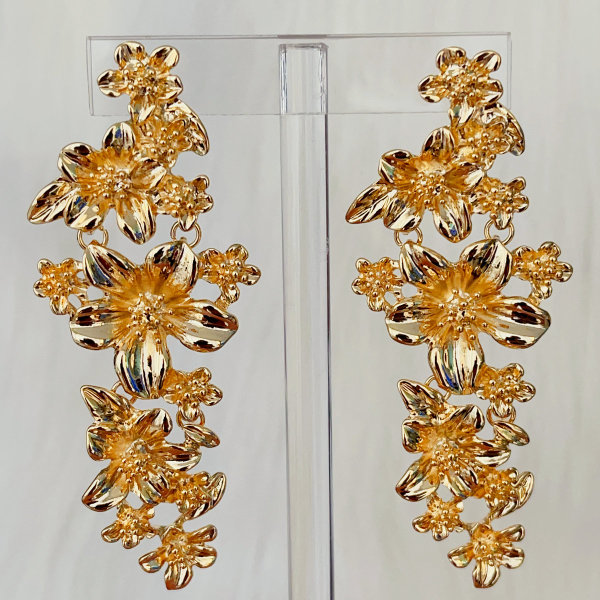 Long flower earrings
