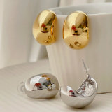 Metal dot moon earrings