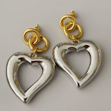 Silver heart pendant earrings