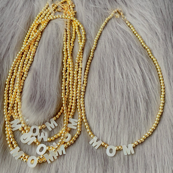 Shell moom gold bead necklace