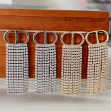 CD crystal chain earrings